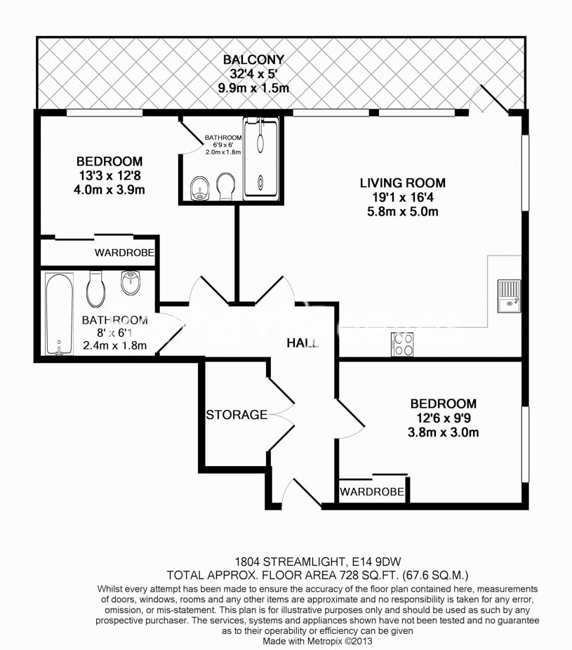 2  bedrooms flat to rent in Province Square, Canary Wharf, E14-Floorplan