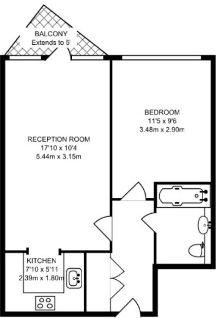 1 bedroom flat to rent in Proton Tower, Blackwall Way, E14-Floorplan