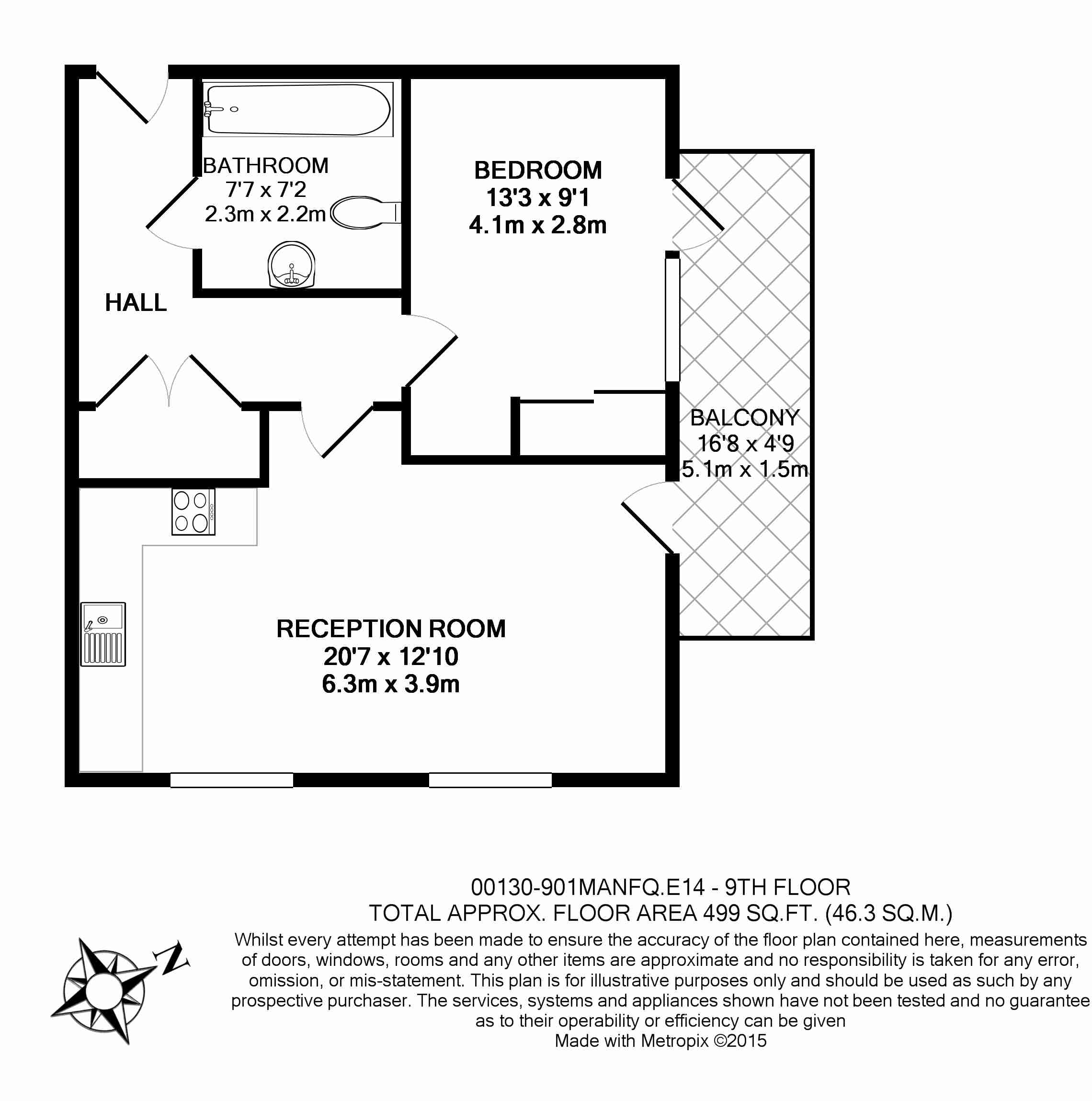 1  bedroom flat to rent in New Festival Avenue, Canary Wharf, E14-Floorplan