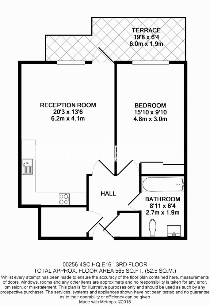 1  bedroom flat to rent in Rathbone Street, Canning Town, E16-Floorplan