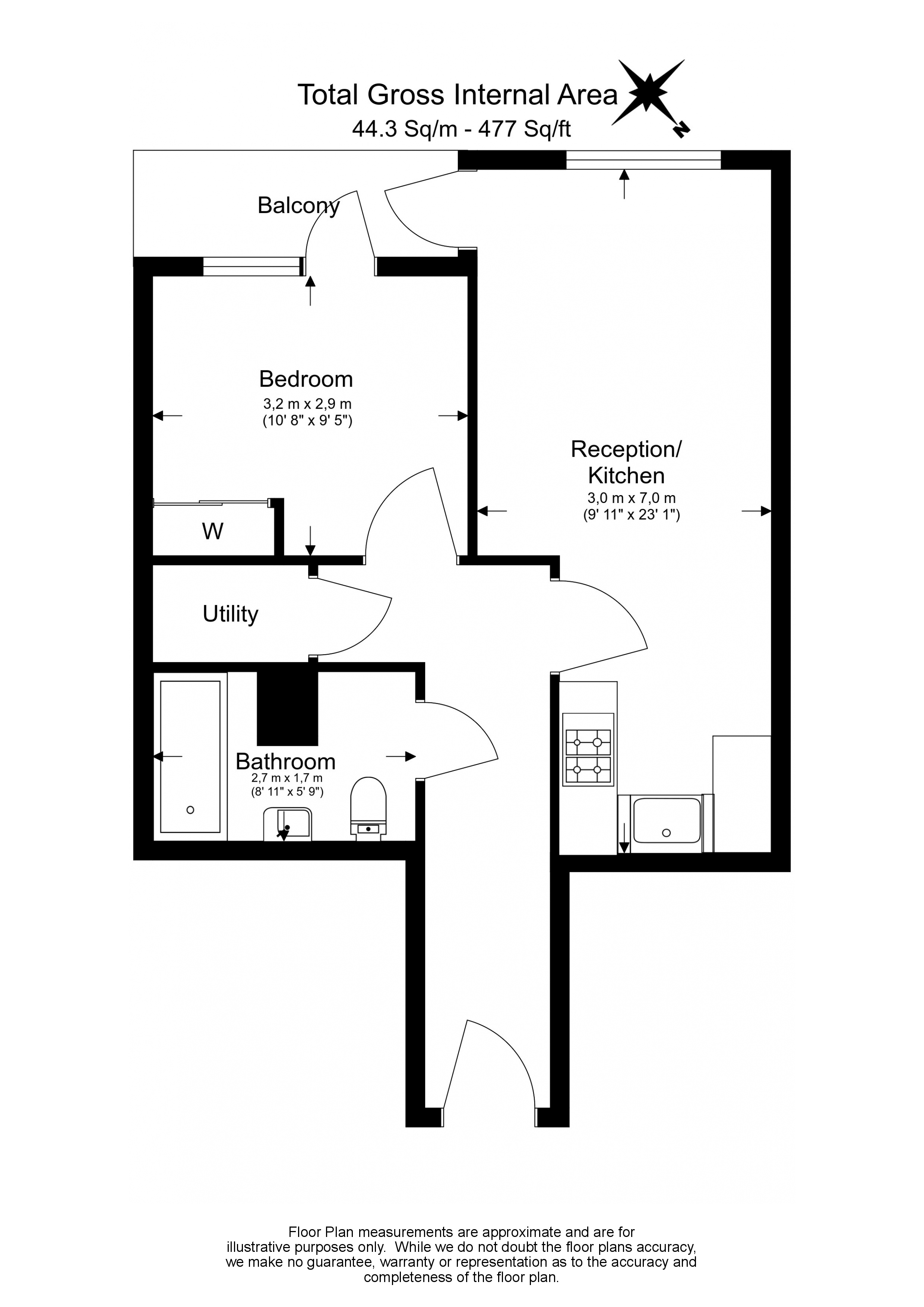 1  bedroom house to rent in Talisman Tower, Lincoln Plaza, E14-Floorplan