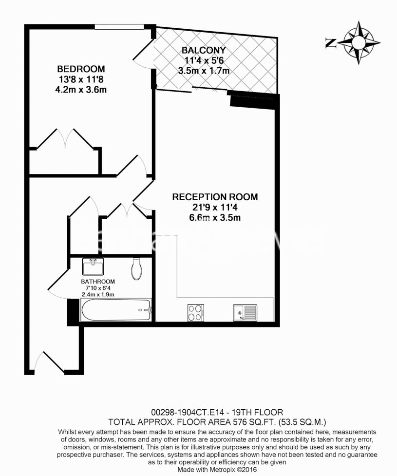 1 bedroom  for sale in Biscayne Avenue, Canary Wharf, E14-Floorplan