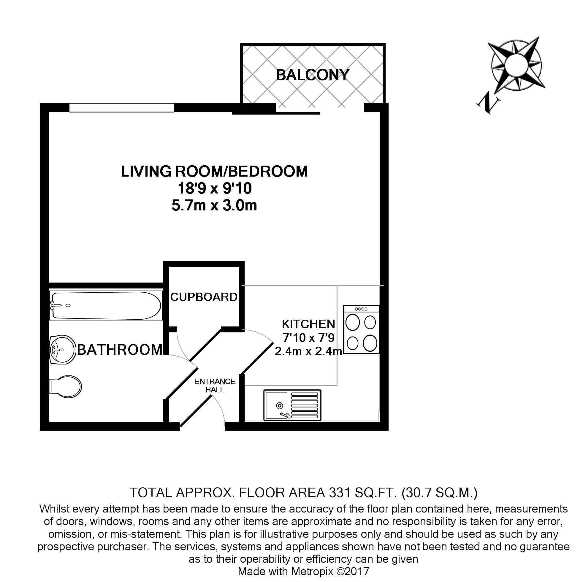 Studio flat to rent in St. Annes Street, Canary Wharf, E14-Floorplan