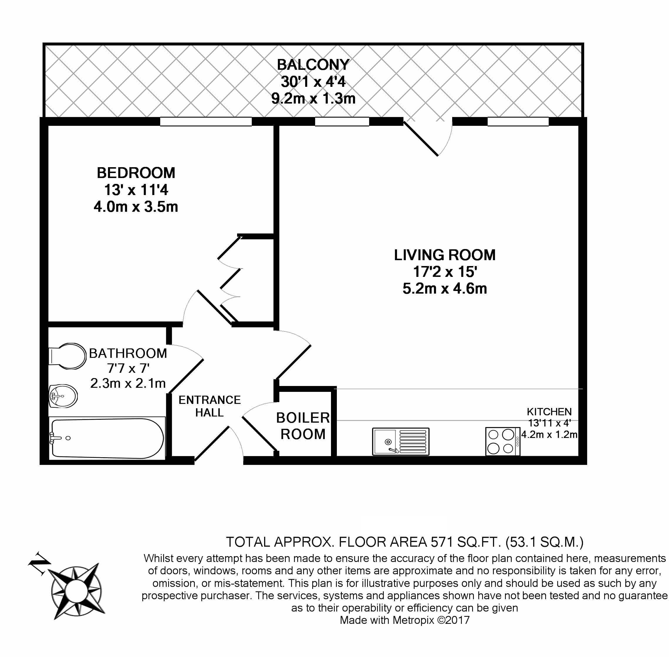 1  bedroom flat to rent in St. Anne's Street, Canary Wharf, E14-Floorplan