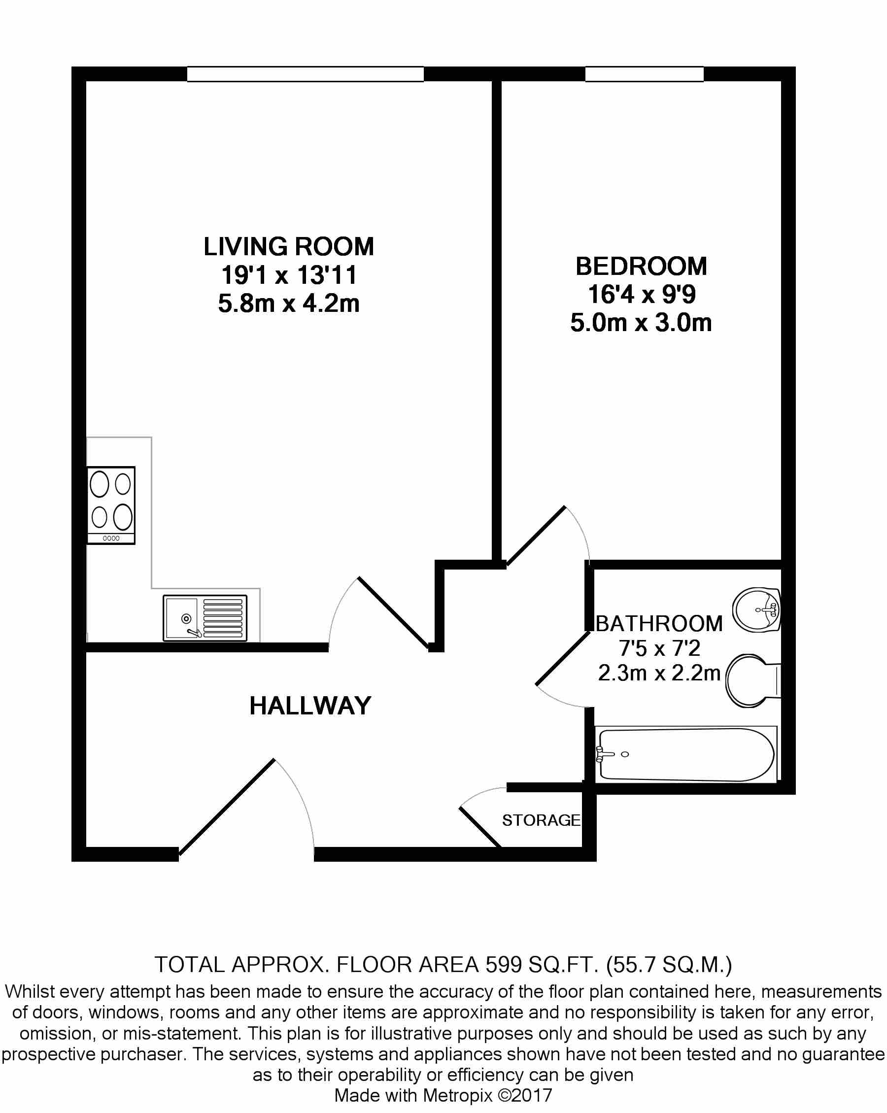 1  bedroom flat to rent in Marsh Wall, Landmark East Tower, E14-Floorplan