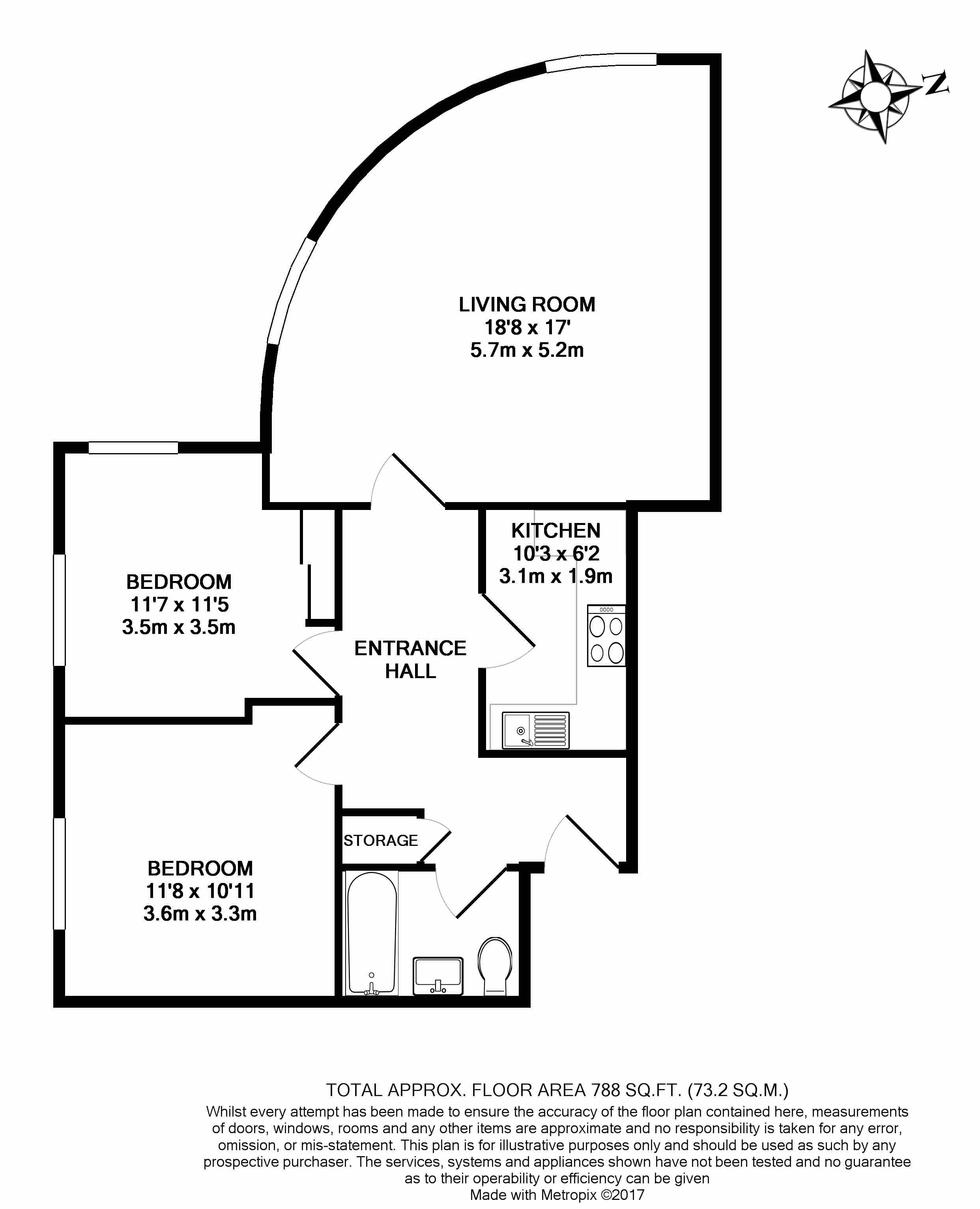 2  bedrooms flat to rent in Garford Street , West ferry, E14-Floorplan