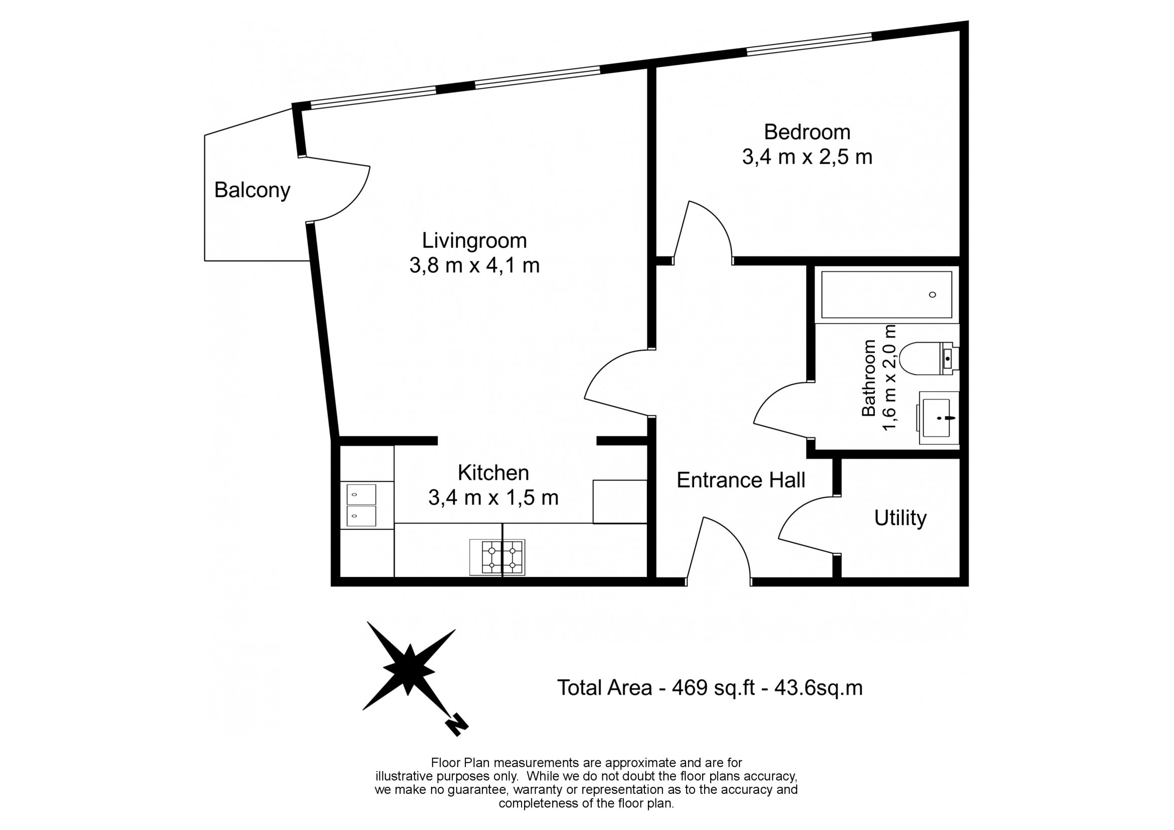 1 bedroom  for sale in Indescon Square, Canary Wharf, E14-Floorplan