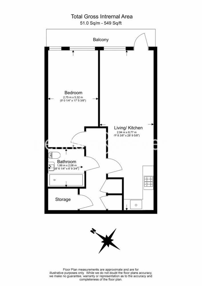 1 bedroom  for sale in Shipbuilding Way, Upton Gardens, E13-Floorplan