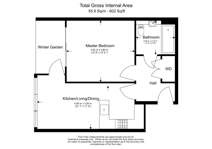 1  bedroom flat to rent in Arniston Way, Canary Wharf, E14-Floorplan