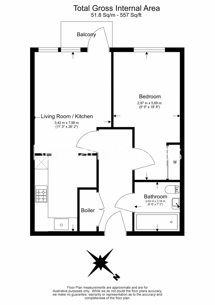 1  bedroom flat to rent in Southmere House, Highland Street, E15-Floorplan