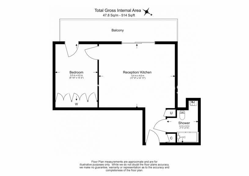 1 bedroom flat to rent in Wardian, Canary Wharf, E14-Floorplan