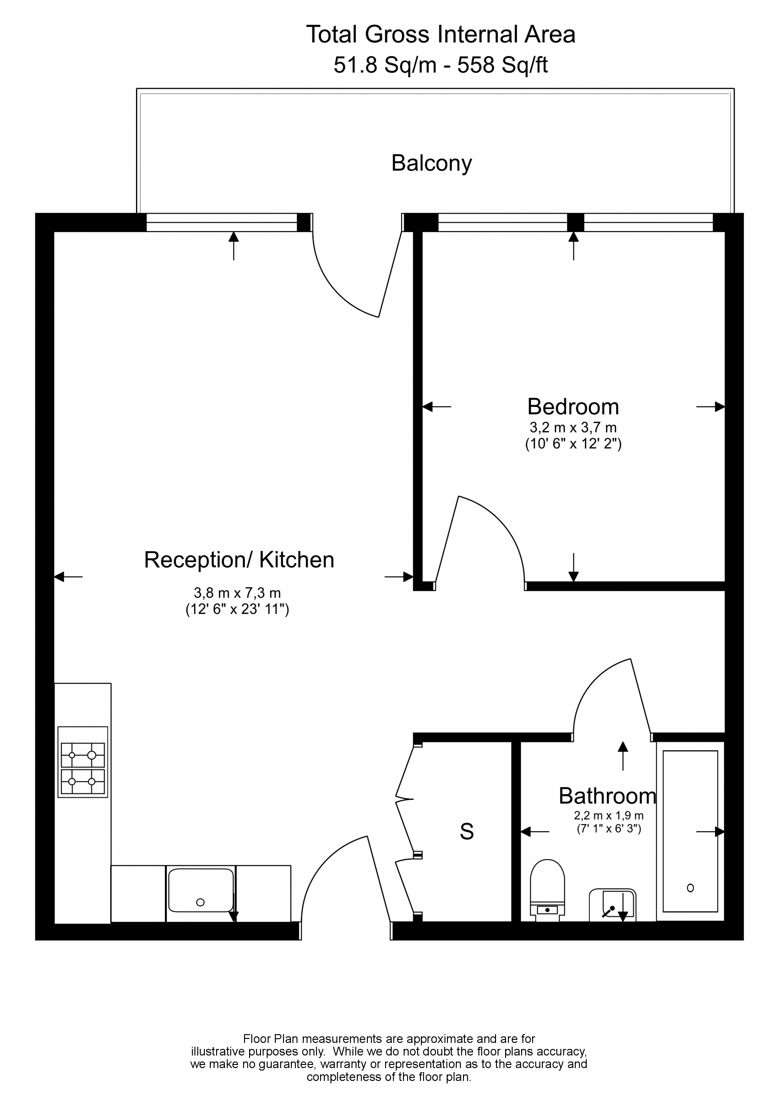 1  bedroom flat to rent in John Cabot House, Canary Wharf, E16-Floorplan