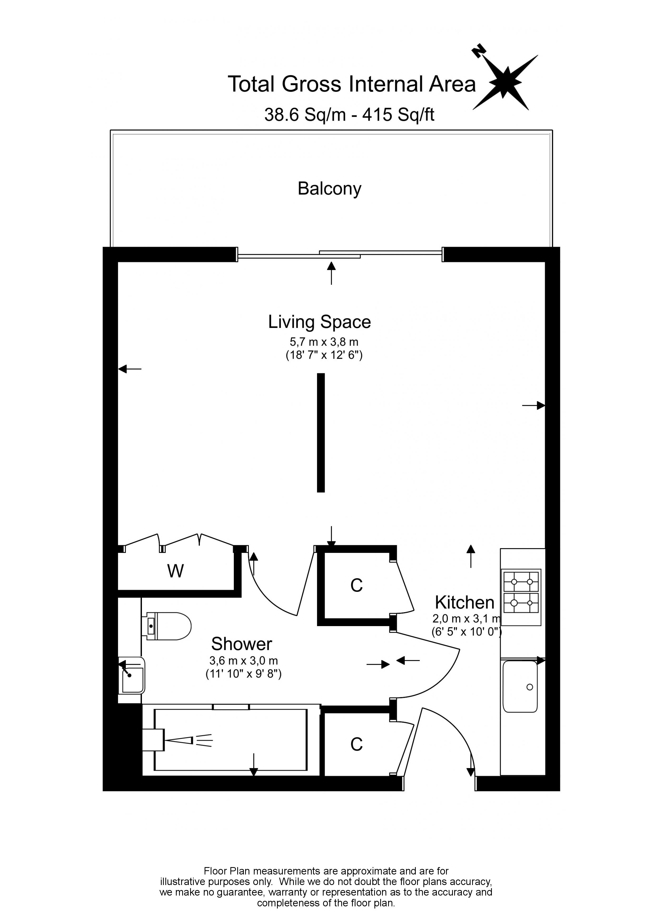 Studio  for sale in Wards Place, Canary Wharf, E14-Floorplan