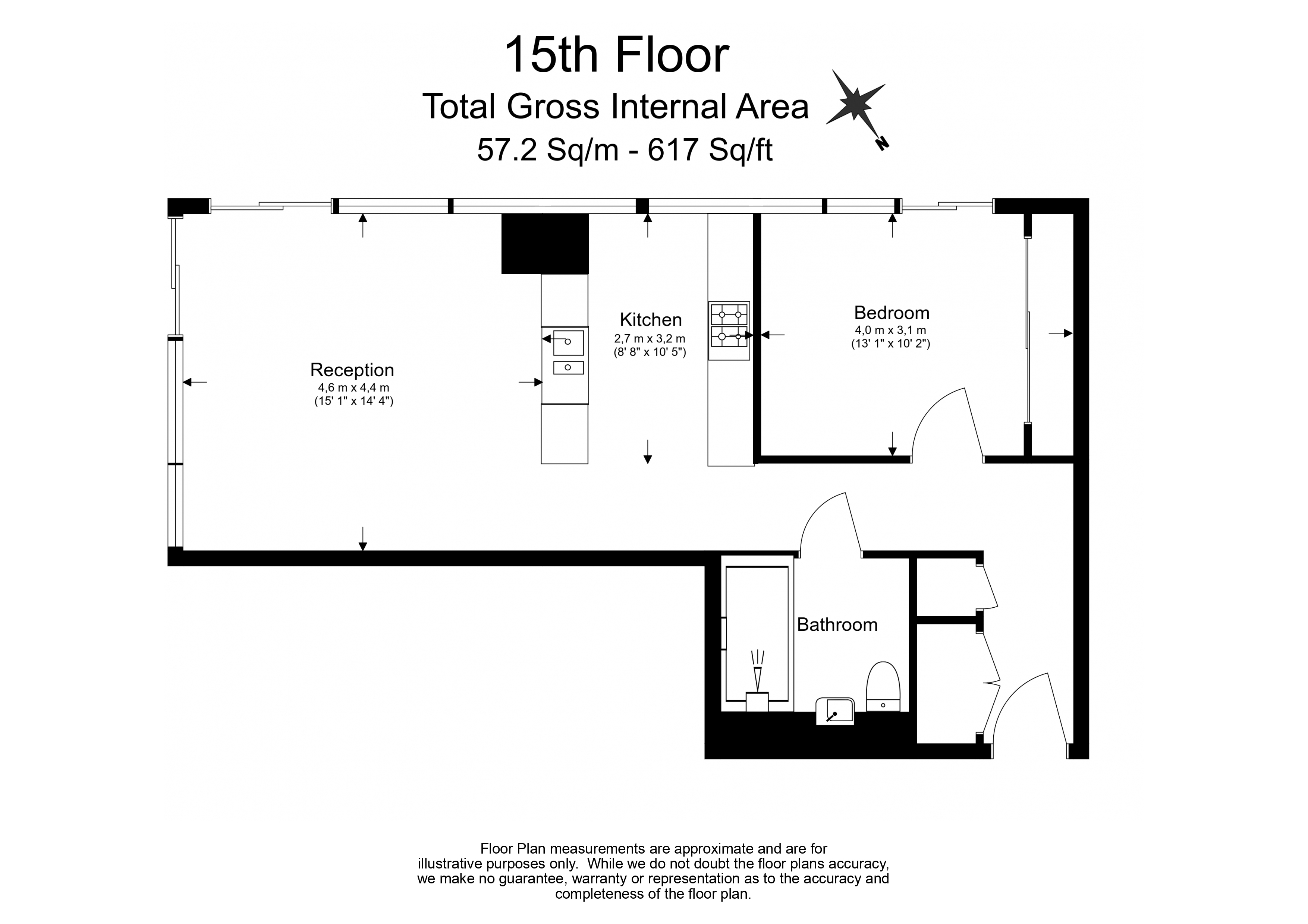 1  bedroom flat to rent in Hampton Tower, South Quay Plaza, E14-Floorplan