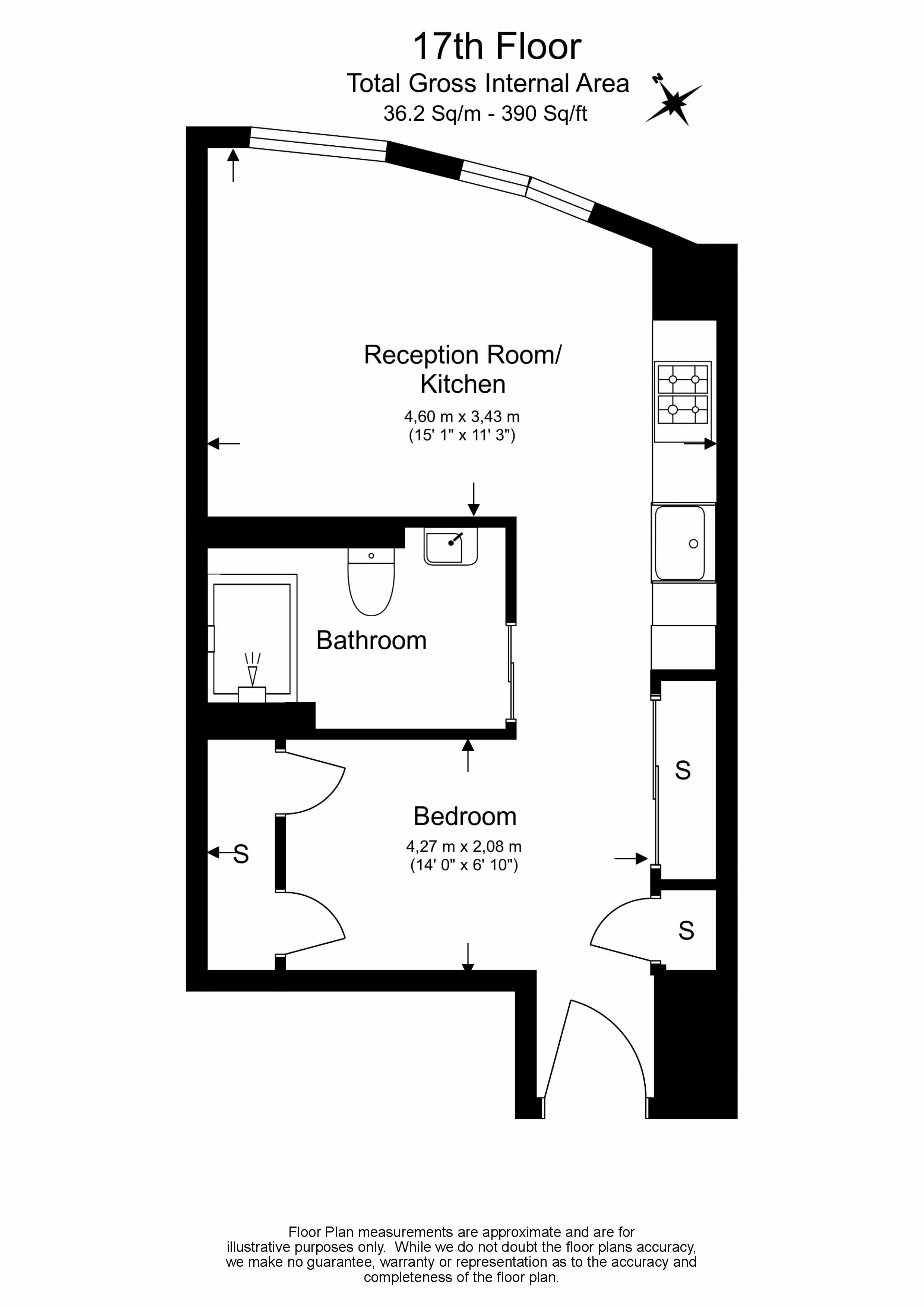 Studio flat to rent in Ontario Tower, Fairmont Avenue, E14-Floorplan