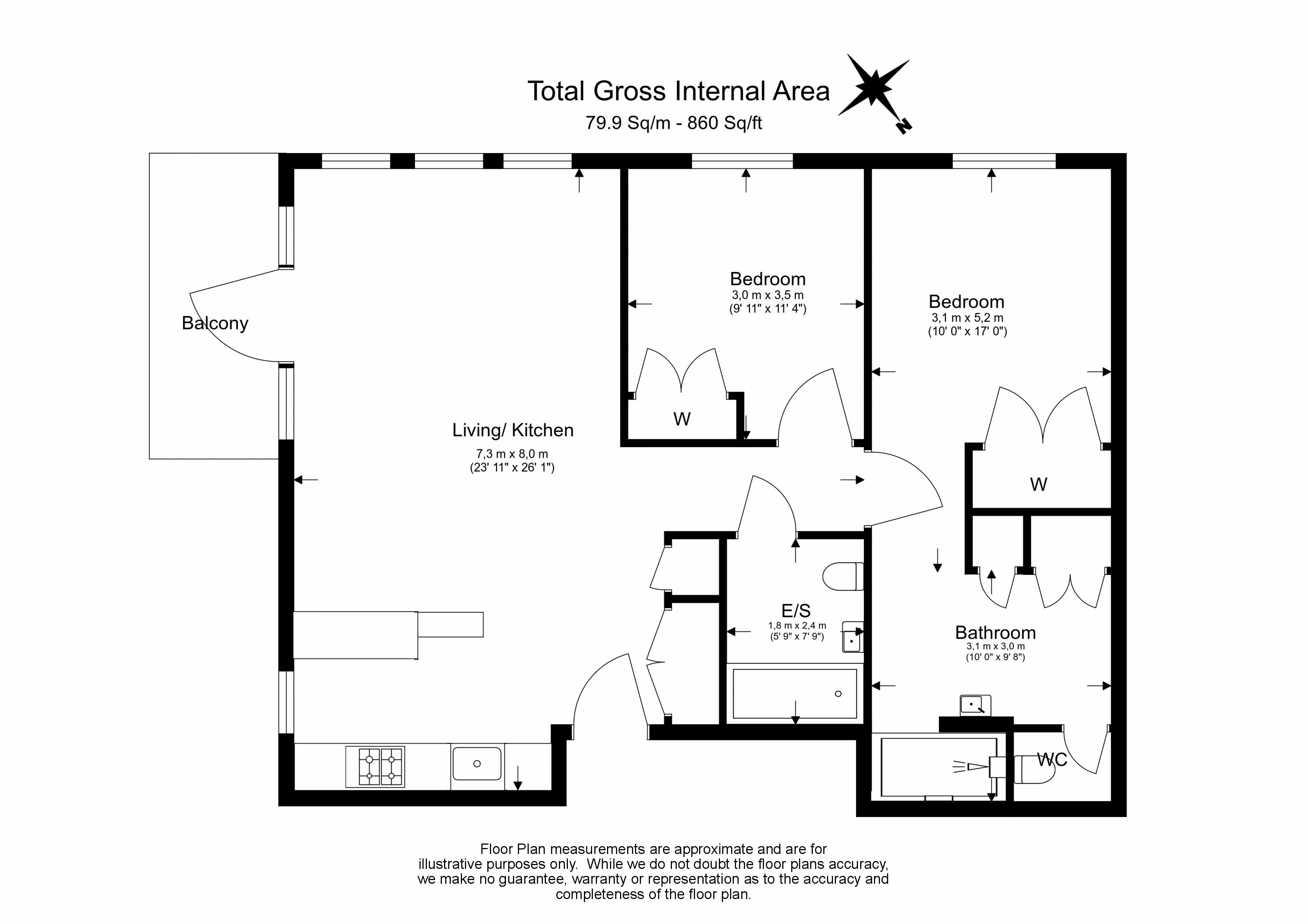 2  bedrooms flat to rent in Serapis House, Canning Town, E14-Floorplan