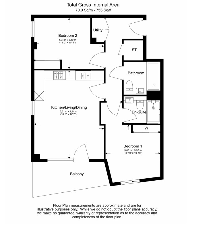 2 bedrooms flat to rent in Tansy House, Forest Road, E17-Floorplan