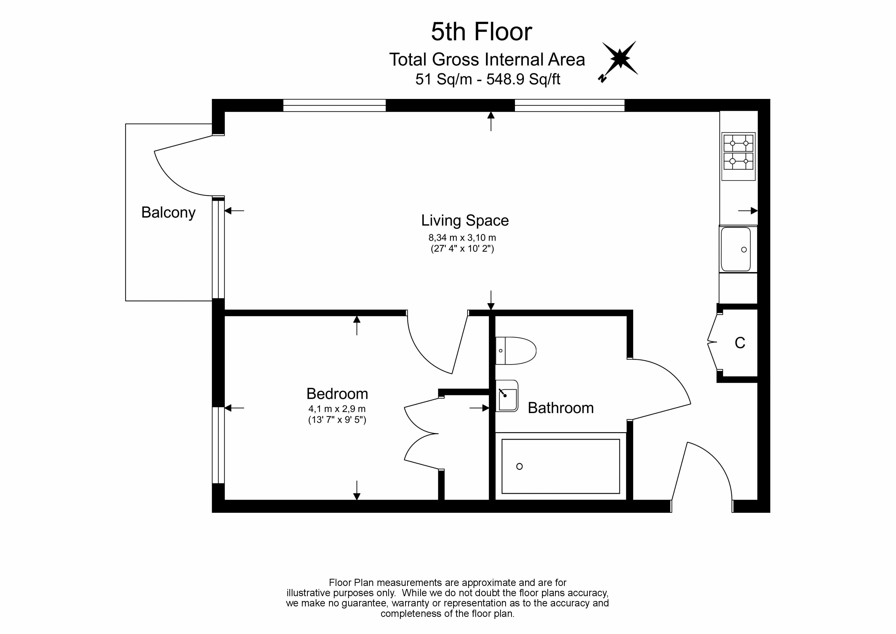 1  bedroom flat to rent in GoodLuck Hope Walk, Canning Town, E14-Floorplan