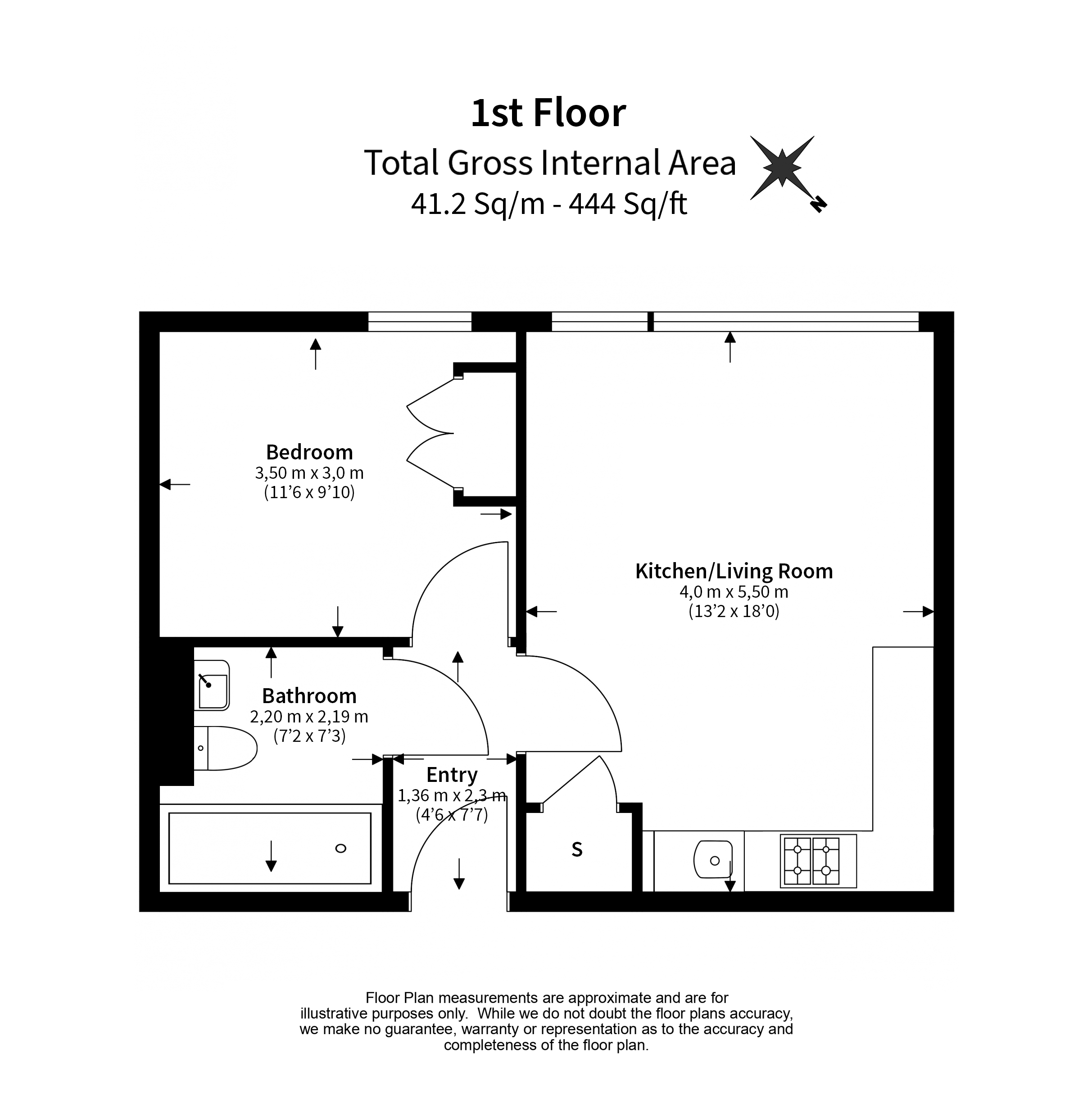 1  bedroom flat to rent in Millharbour, Canary Wharf ,E14-Floorplan