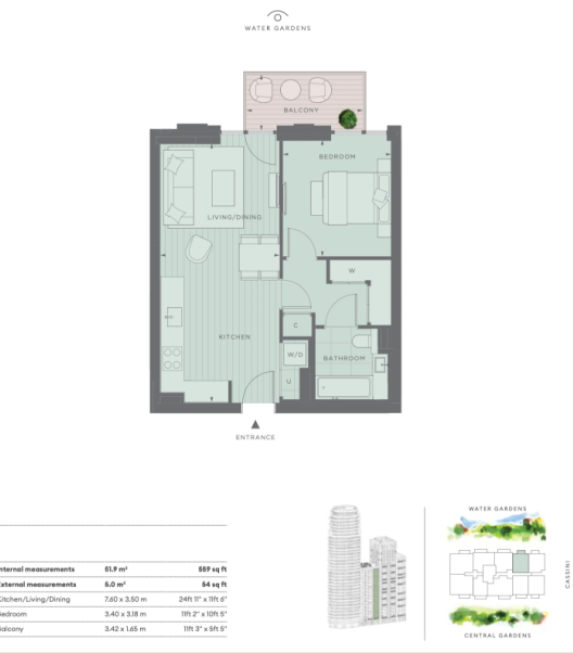 2 bedrooms flat to rent in Booth Road, Canary Wharf, E16-Floorplan