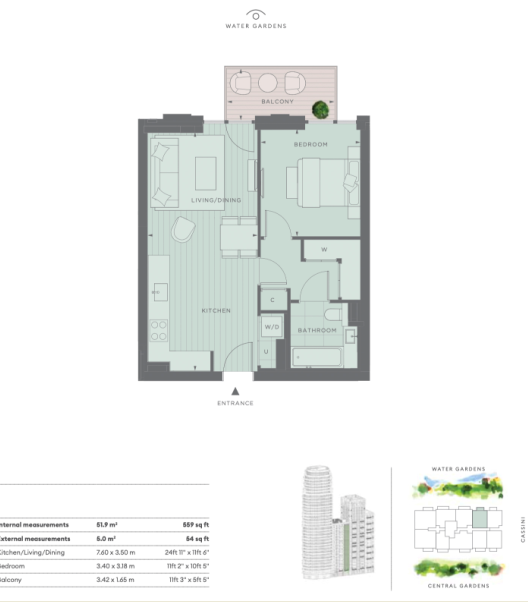 2  bedrooms flat to rent in Booth Road, Canary Wharf, E16-Floorplan