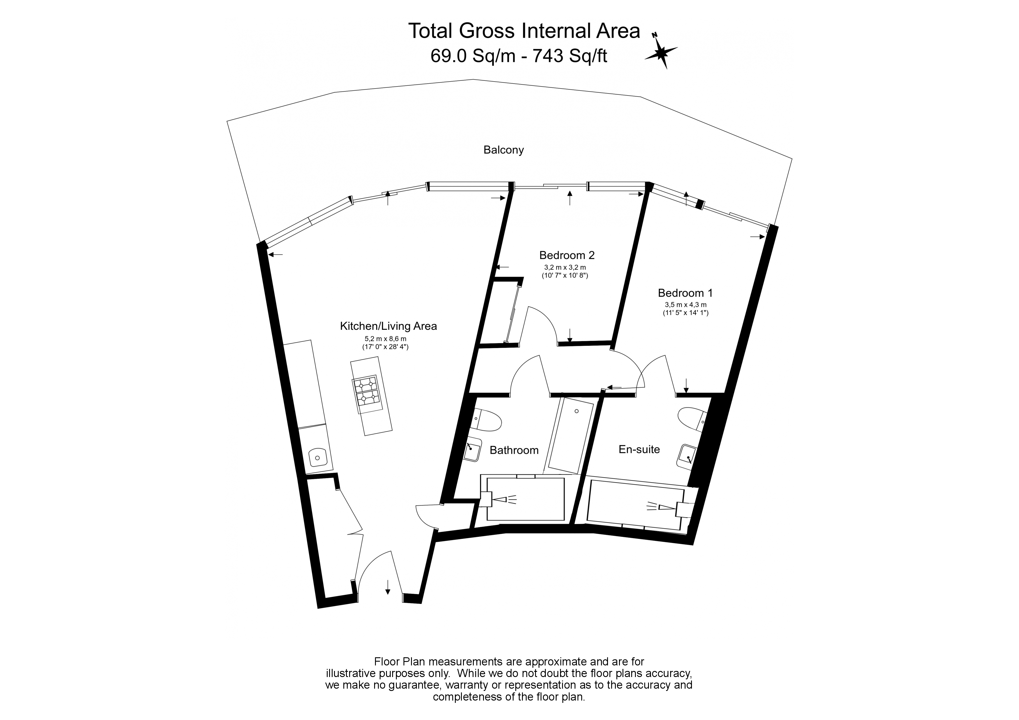 2  bedrooms flat to rent in Crossharbour Plaza, Canary Wharf, E14-Floorplan