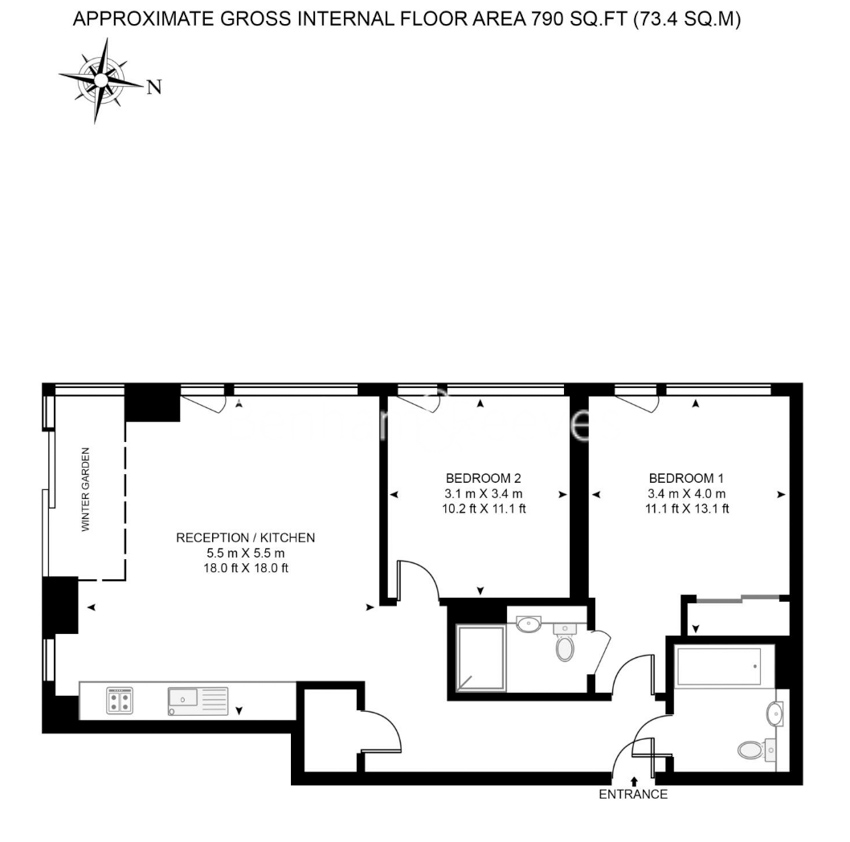 2  bedrooms flat to rent in Great Eastern Road, Stratford,  E15-Floorplan