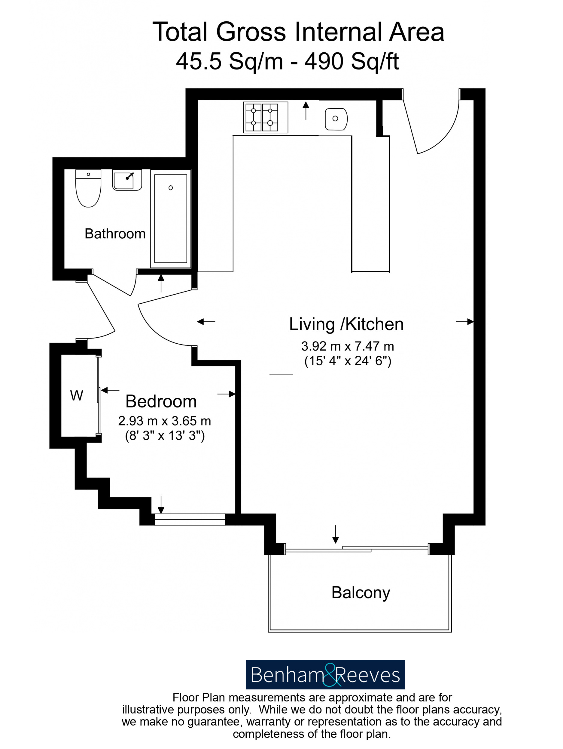 1 bedroom  for sale in Gillender Street, Canary Wharf, E3-Floorplan