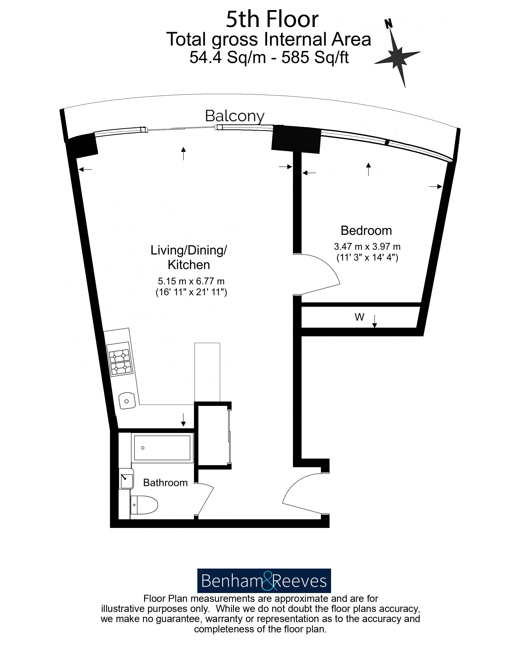 1 bedroom  for sale in Marsh Wall, Canary Wharf, E22-Floorplan