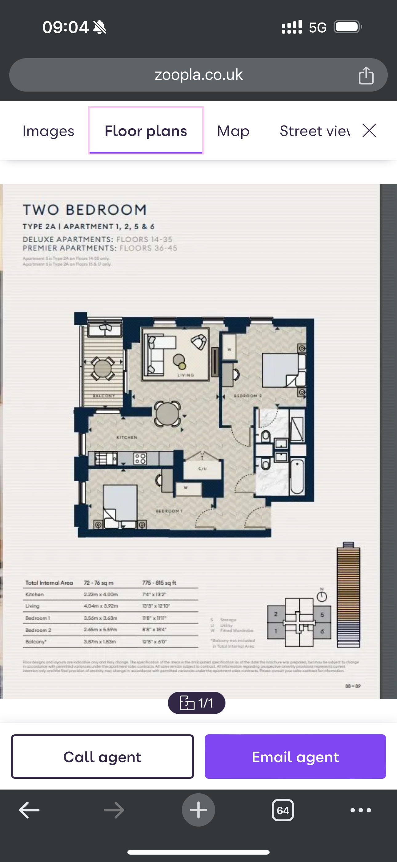 2 bedrooms  for sale in Marsh Wall, Canary wharf, E14-Floorplan