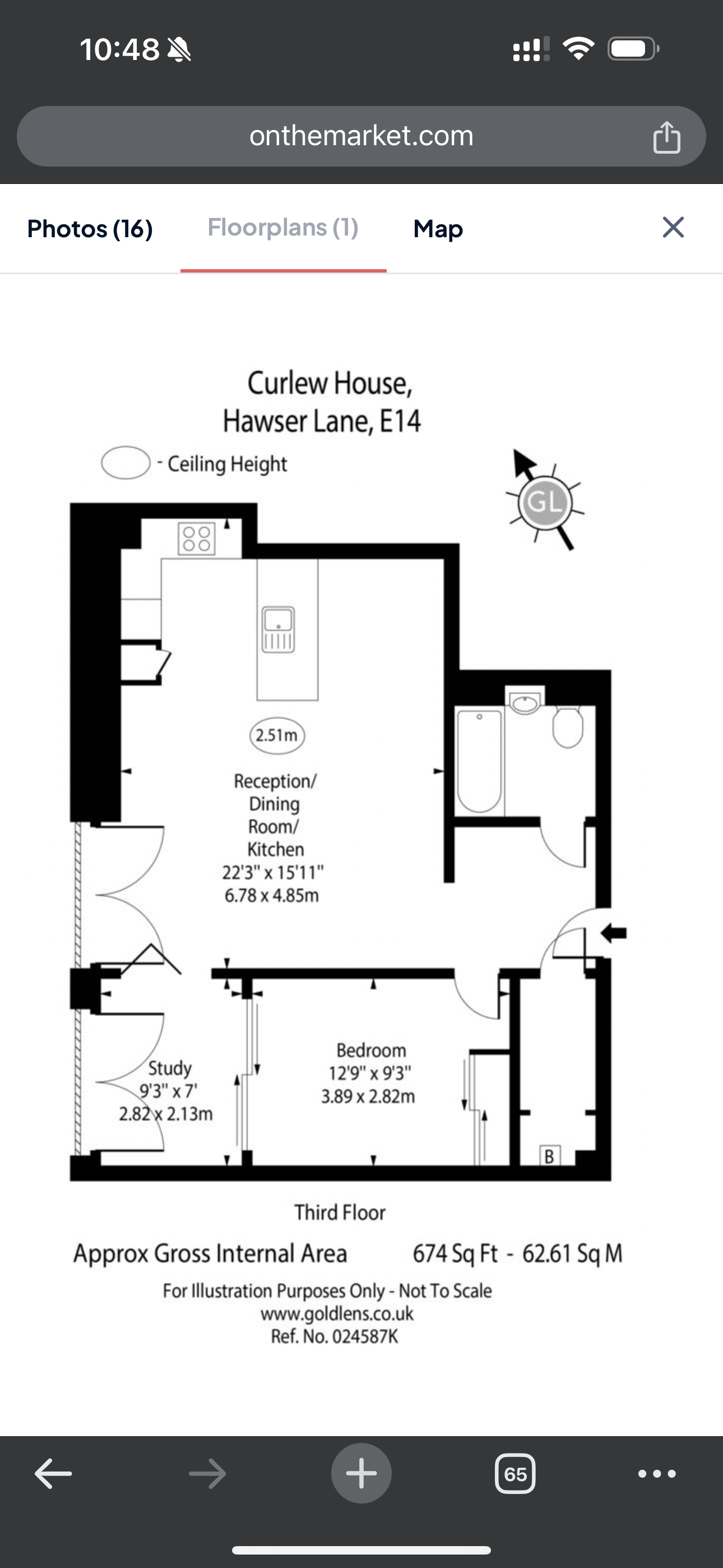 1  bedroom flat to rent in Hawser Lane, Poplar riverside, E14-Floorplan