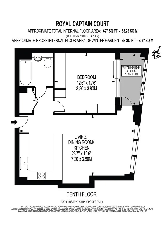 1  bedroom flat to rent in Arniston Way, Canary wharf, E14-Floorplan