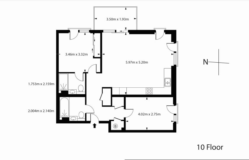 2  bedrooms flat to rent in Hawser Lane, Heron Wharf, E14-Floorplan