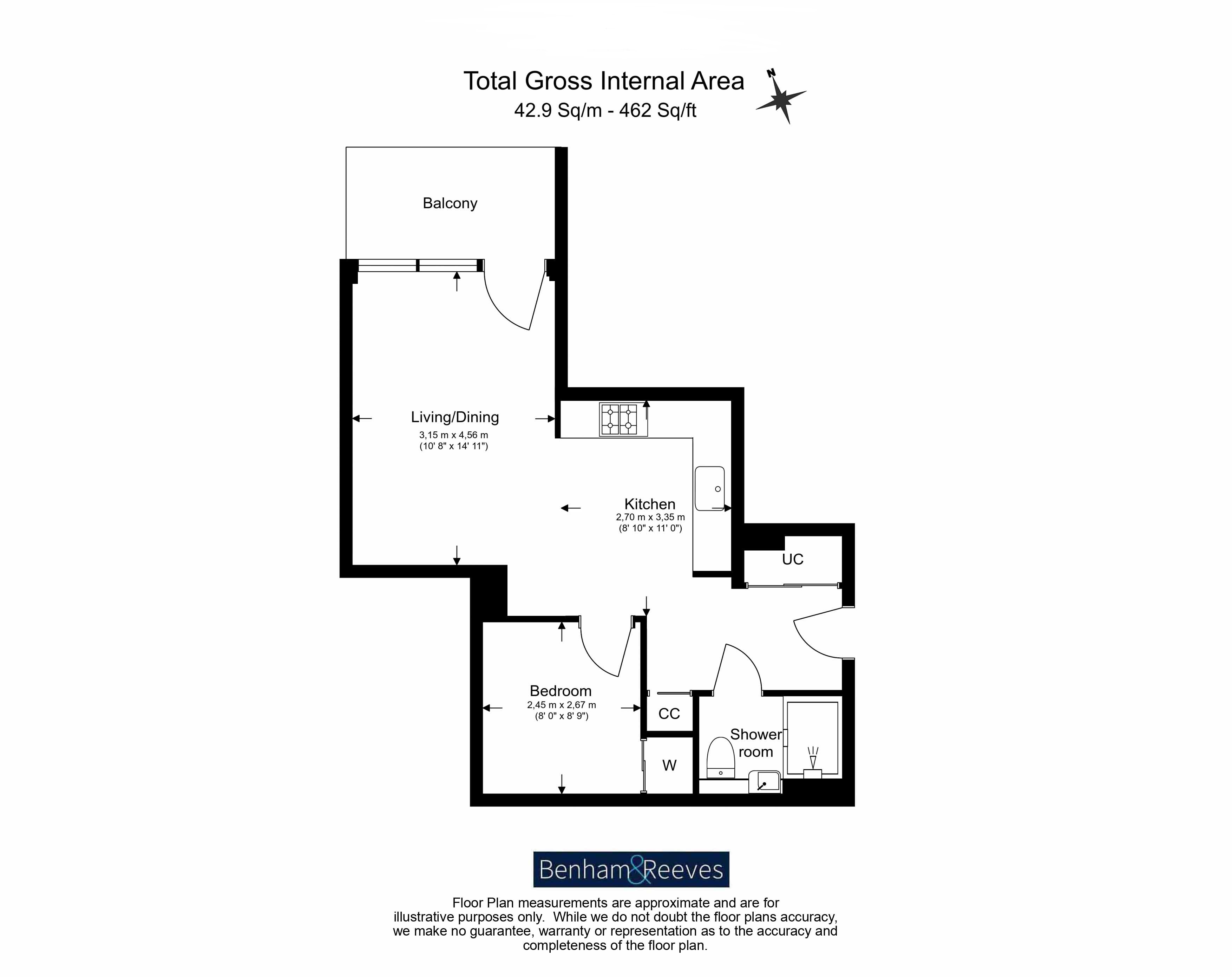 1 bedroom  for sale in Maple Mews, Bow Common, E3-Floorplan