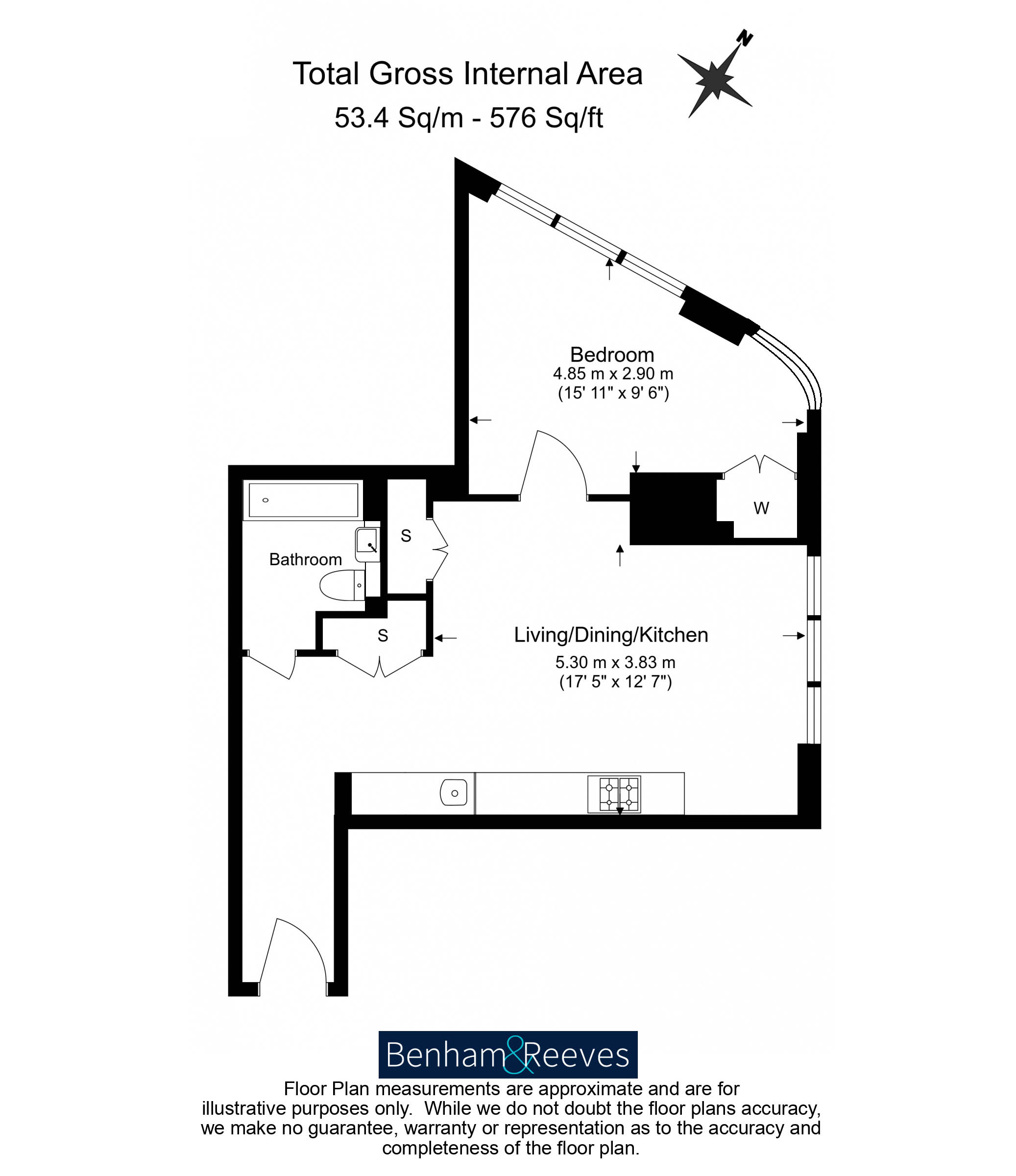 1 bedroom  for sale in Marsh Wall, Canary Wharf, E14-Floorplan
