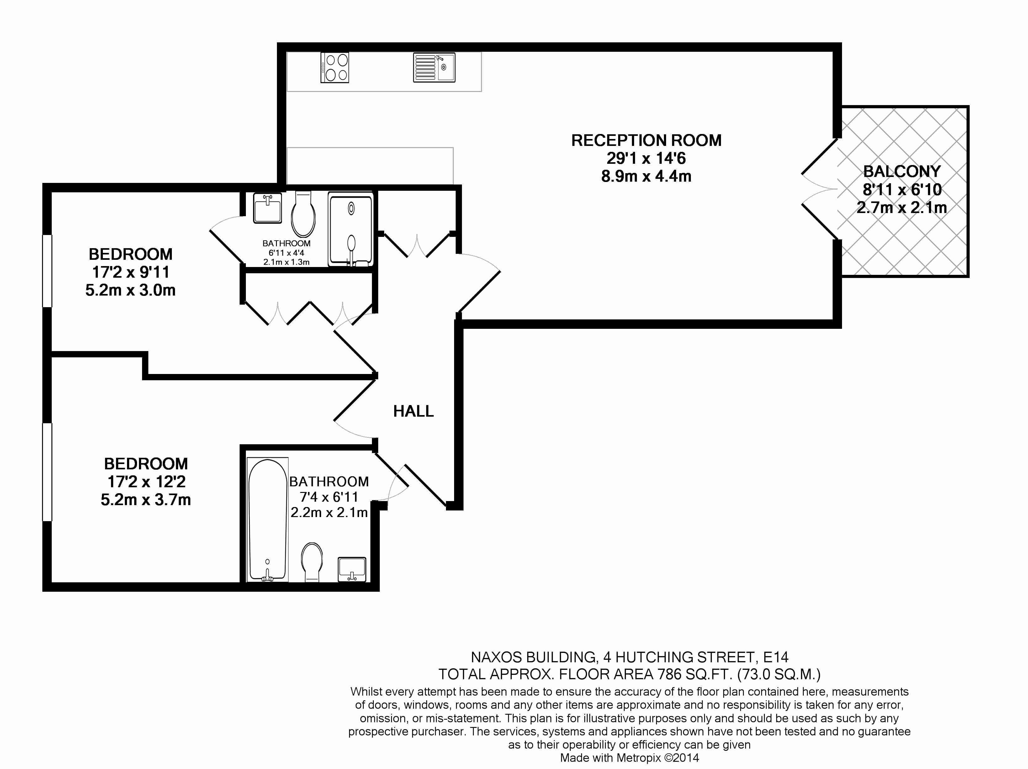 2 bedrooms  for sale in Hutchings Street, Canary Wharf, E14-Floorplan