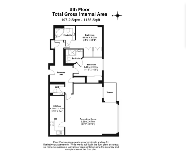 2  bedrooms flat to rent in Thames Point, The Boulevard, SW6-Floorplan