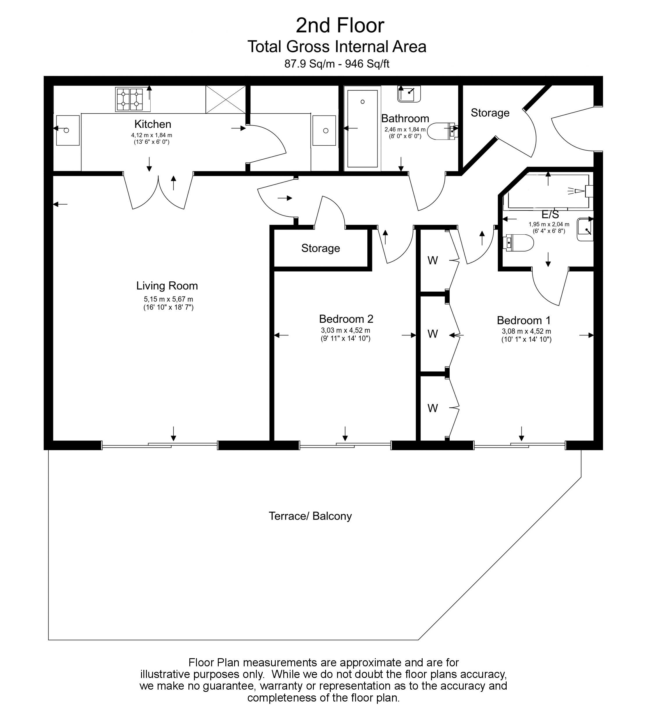 2  bedrooms flat to rent in The Boulevard, Imperial Wharf, SW6-Floorplan