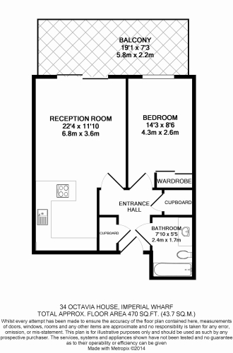 1  bedroom flat to rent in Townmead Road, Fulham, SW6-Floorplan