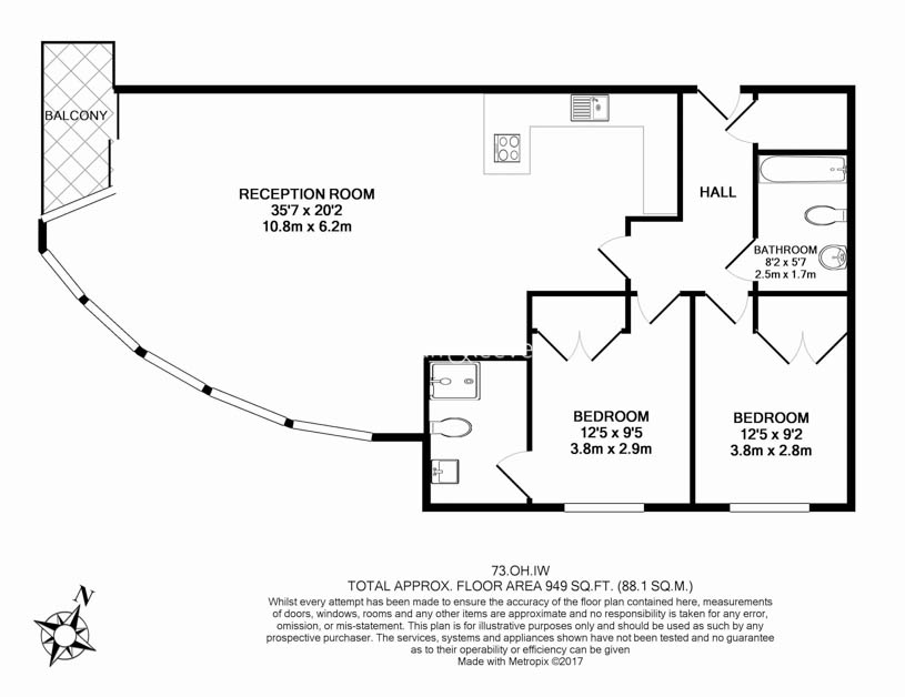2  bedrooms flat to rent in Townmead Road, Fulham, SW6-Floorplan