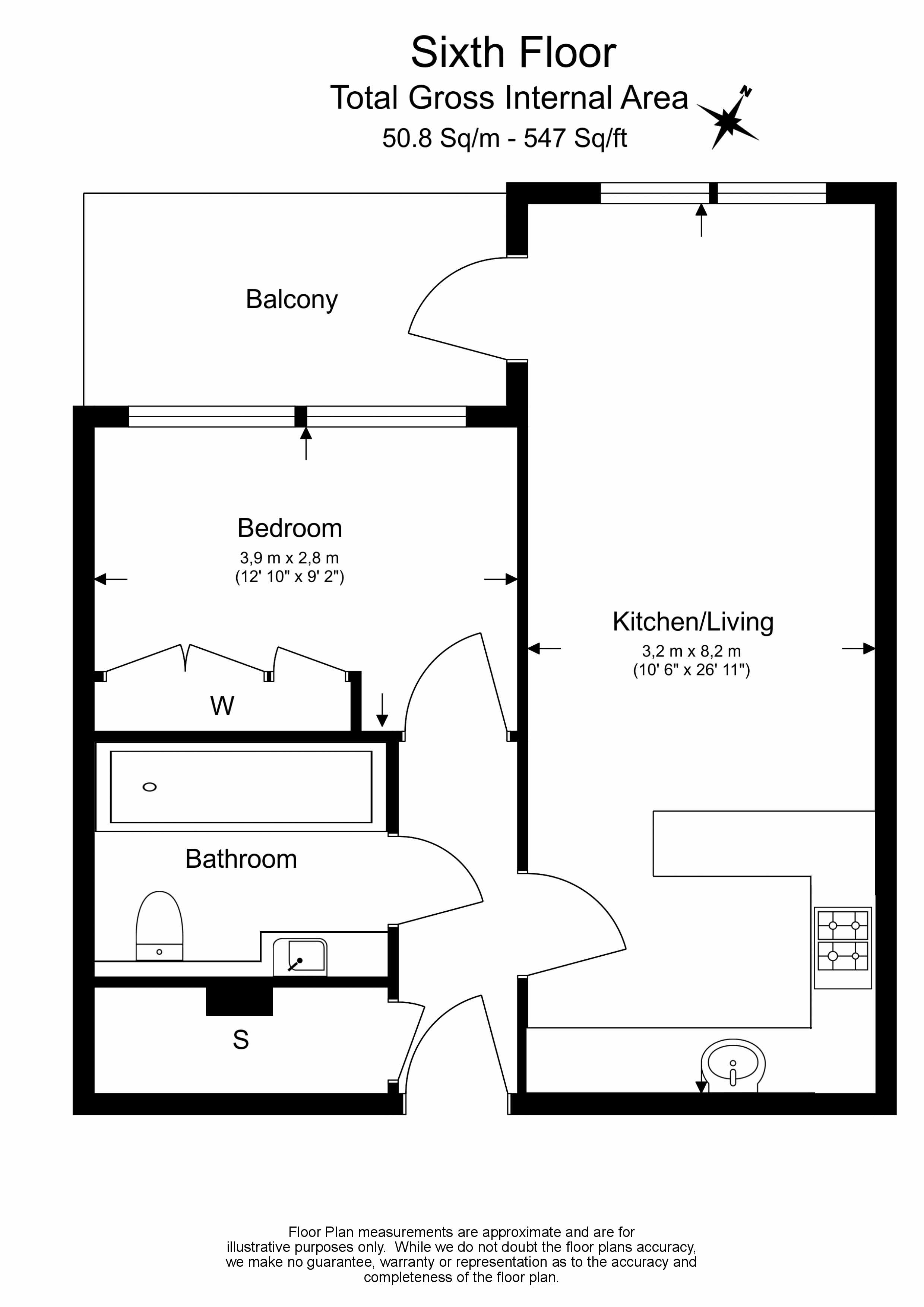 1  bedroom flat to rent in Townmead Road, Imperial Wharf, SW6-Floorplan