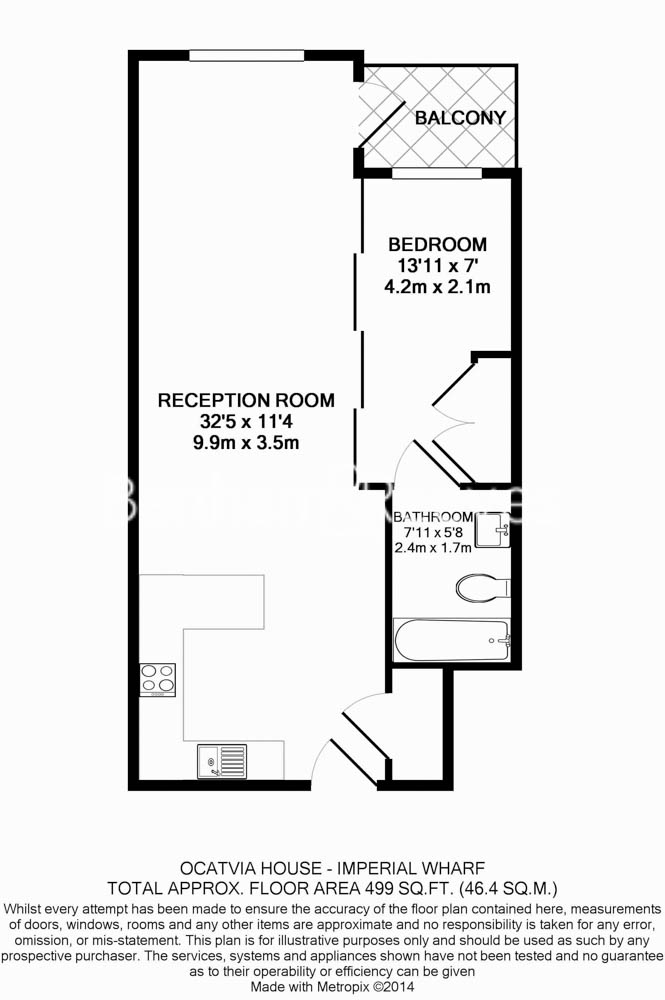 Studio flat to rent in Townmead Road, Imperial Wharf, SW6-Floorplan