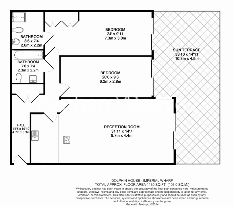 2  bedrooms flat to rent in Imperial Wharf, Fulham, SW6-Floorplan