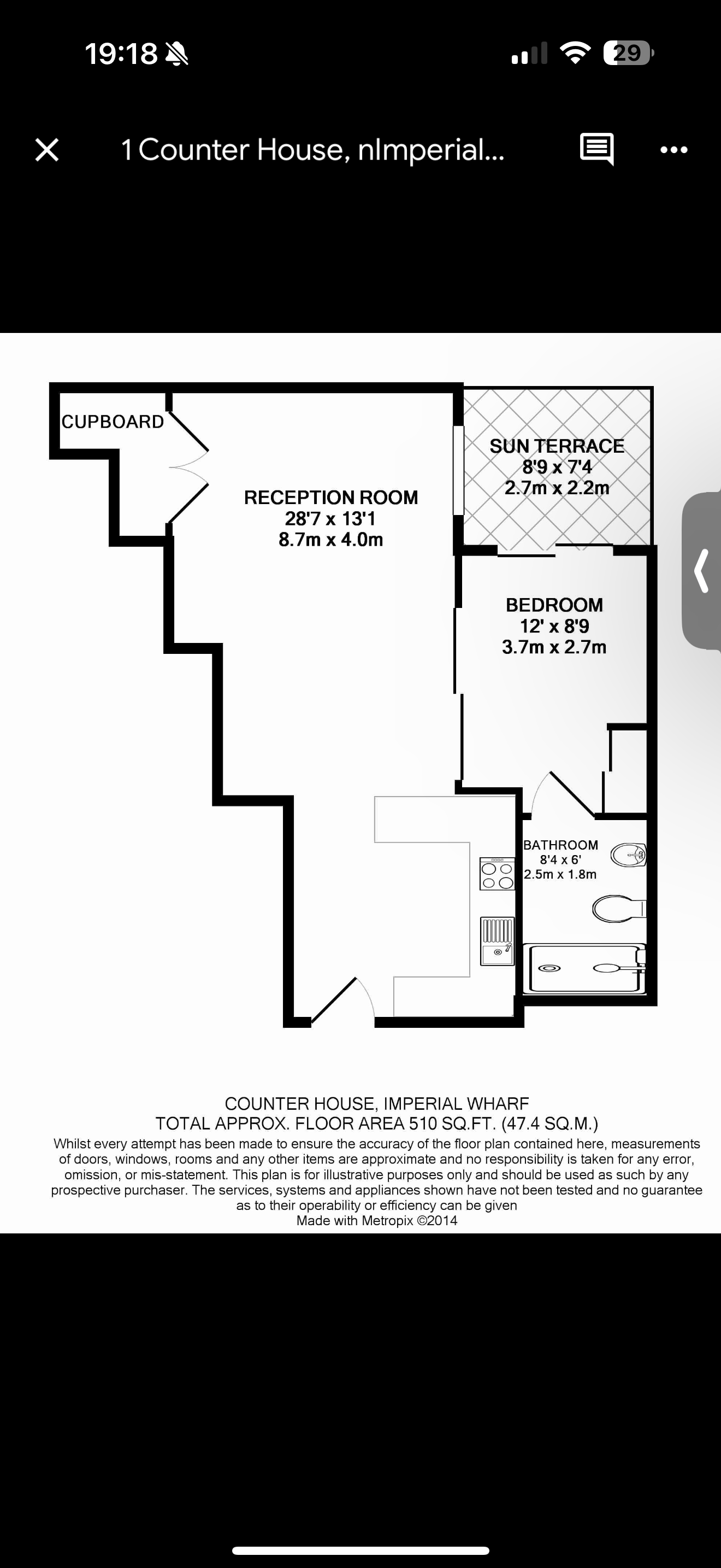 Studio flat to rent in Park Street, Fulham, SW6-Floorplan