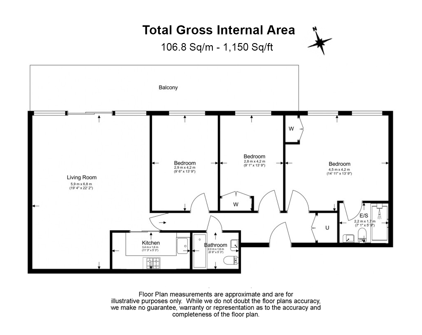 3 bedrooms flat to rent in Park Street, Fulham, SW6-Floorplan