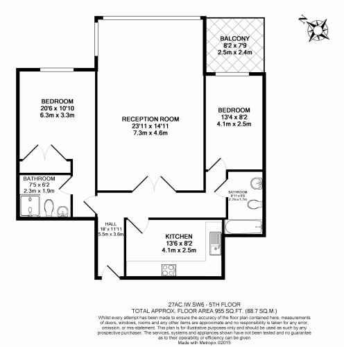 2  bedrooms flat to rent in Lensbury Avenue, Fulham, SW6-Floorplan