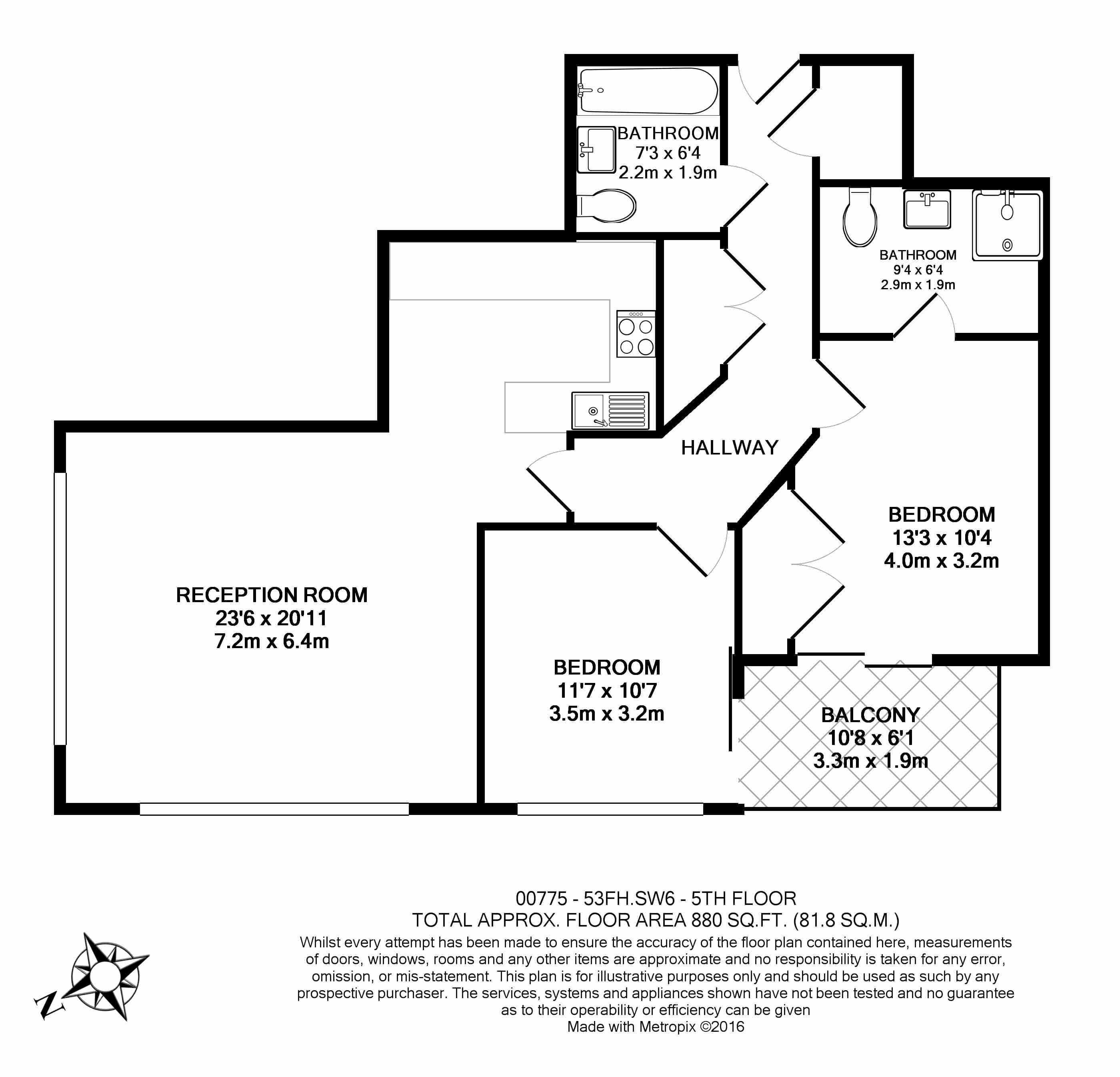 2 bedrooms flat to rent in Imperial Wharf, Fulham, SW6-Floorplan