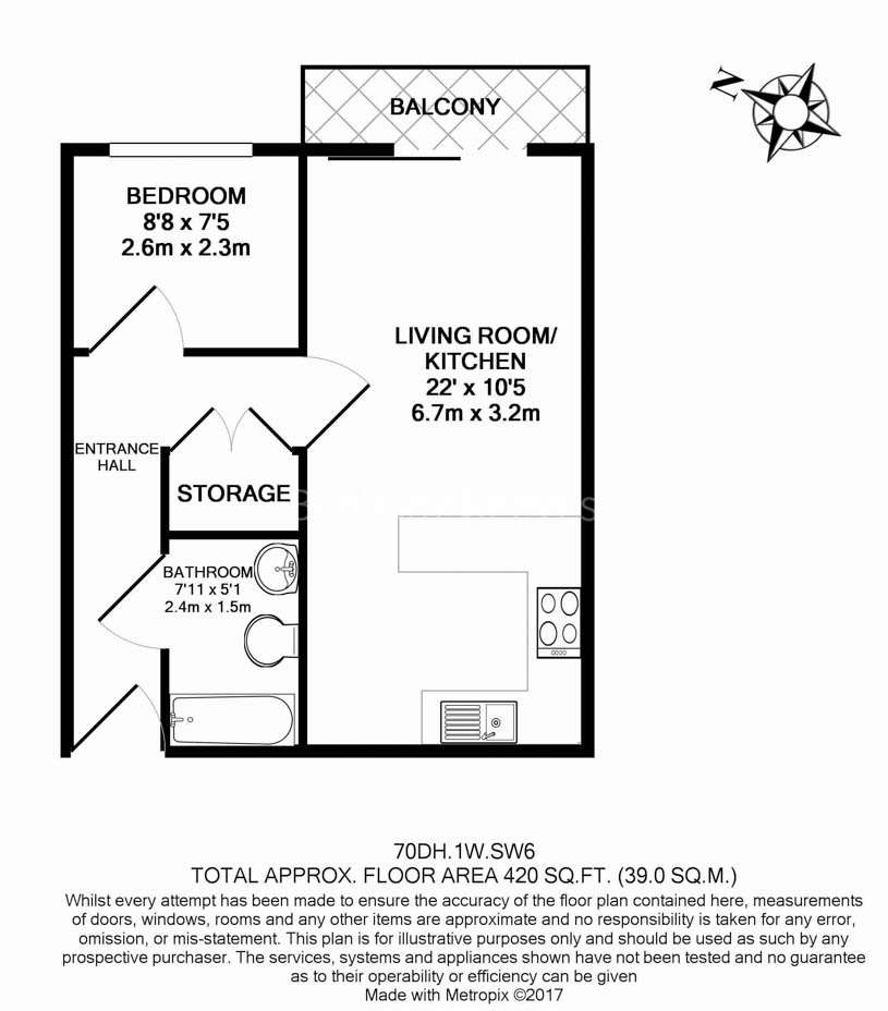 1  bedroom flat to rent in Chelsea Creek, Fulham, SW6-Floorplan