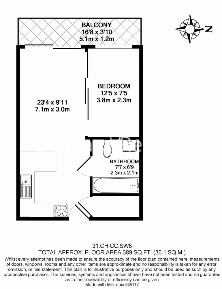 Studio flat to rent in Park Street, Fulham, SW6-Floorplan