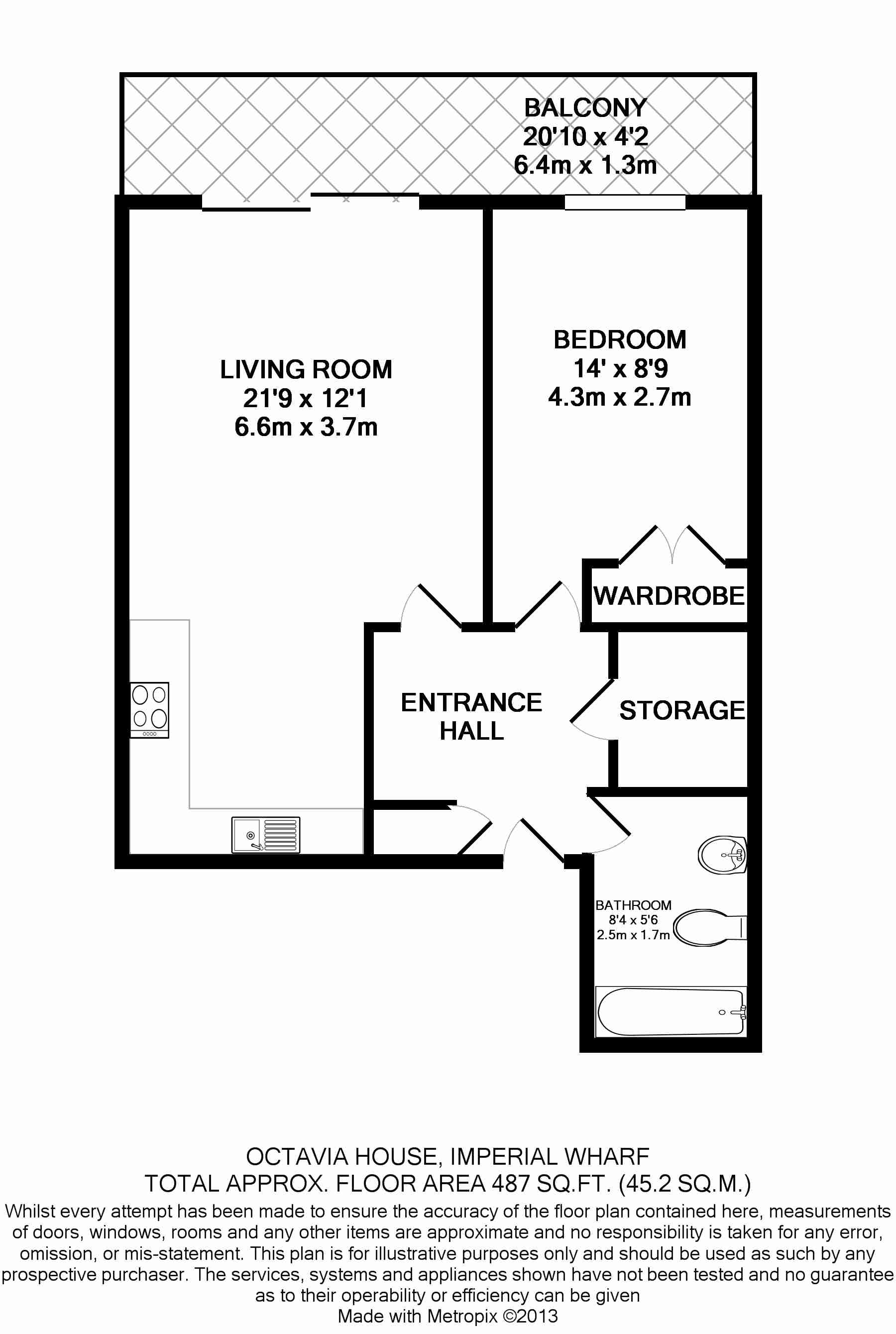 1 bedroom flat to rent in Octavia House, Imperial Wharf, SW6-Floorplan